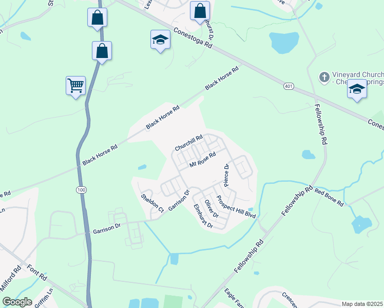 map of restaurants, bars, coffee shops, grocery stores, and more near 1104 Harding Circle in Chester Springs