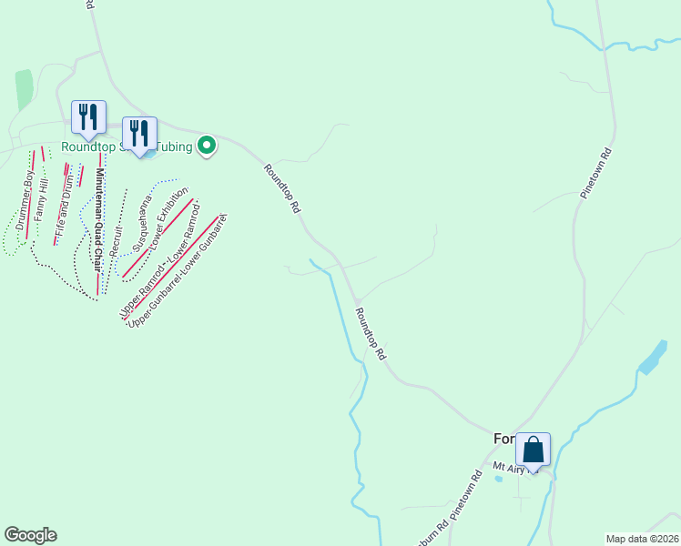 map of restaurants, bars, coffee shops, grocery stores, and more near 1325 Roundtop Road in Lewisberry