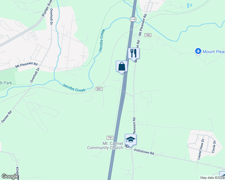 map of restaurants, bars, coffee shops, grocery stores, and more near 80 McClure Road in Mount Pleasant