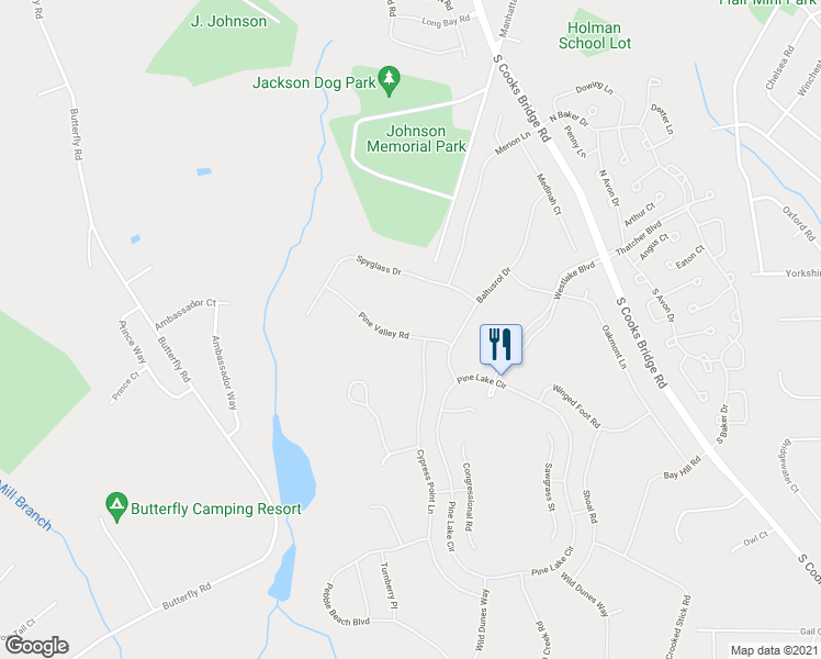 map of restaurants, bars, coffee shops, grocery stores, and more near 35 Pine Valley Road in Jackson Township