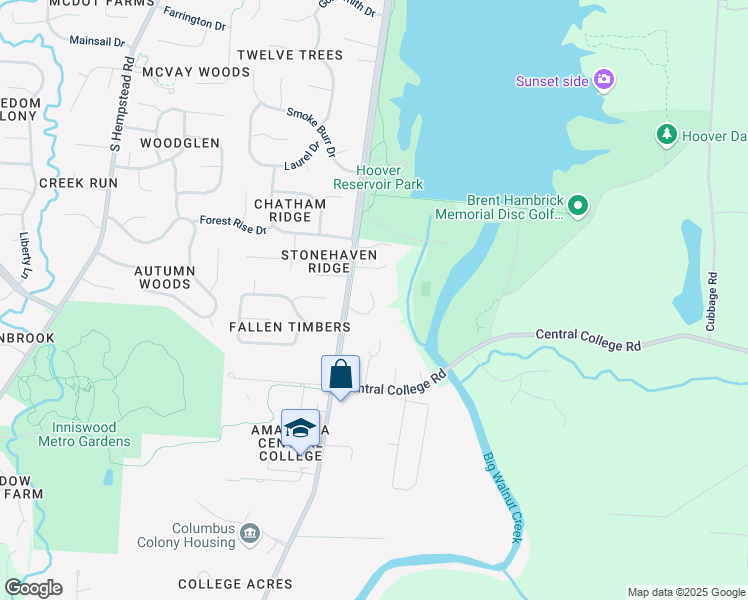 map of restaurants, bars, coffee shops, grocery stores, and more near 622 South Sunbury Road in Westerville