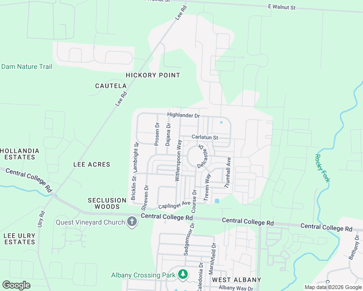 map of restaurants, bars, coffee shops, grocery stores, and more near 6102 Witherspoon Way in Westerville