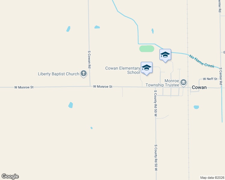 map of restaurants, bars, coffee shops, grocery stores, and more near 1401 West 600 South in Muncie