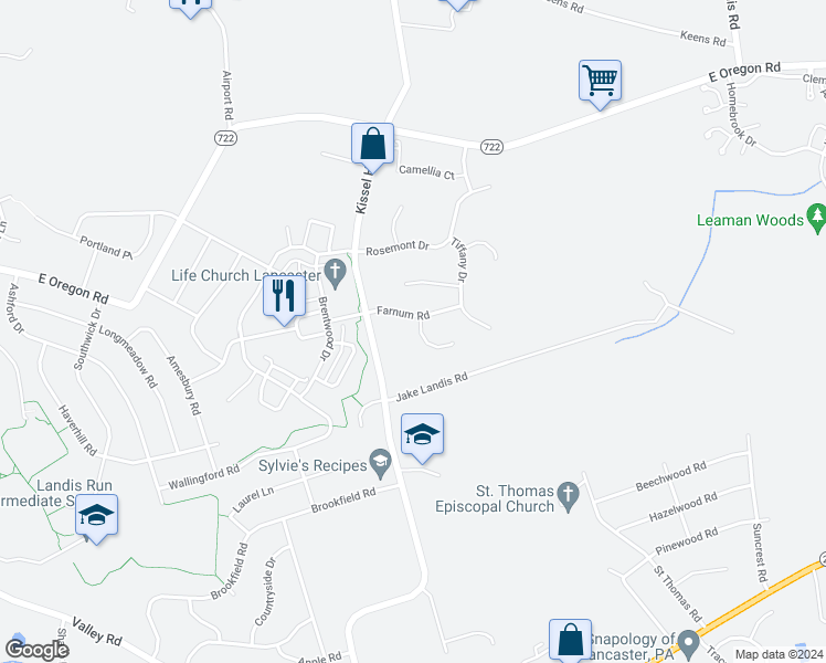 map of restaurants, bars, coffee shops, grocery stores, and more near 86 Crestmont Court in Lititz