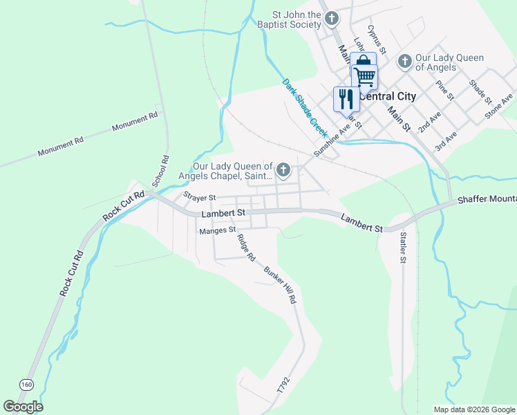 map of restaurants, bars, coffee shops, grocery stores, and more near 270 Lambert Street in Central City