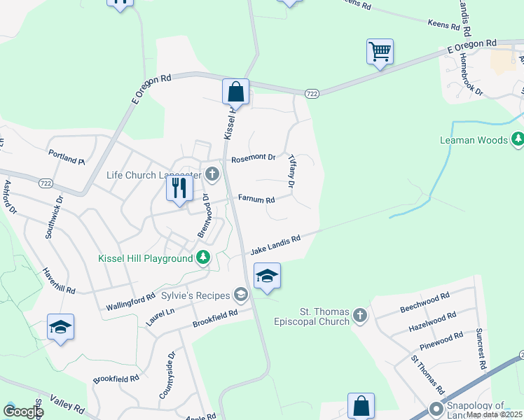 map of restaurants, bars, coffee shops, grocery stores, and more near 86 Crestmont Court in Lititz