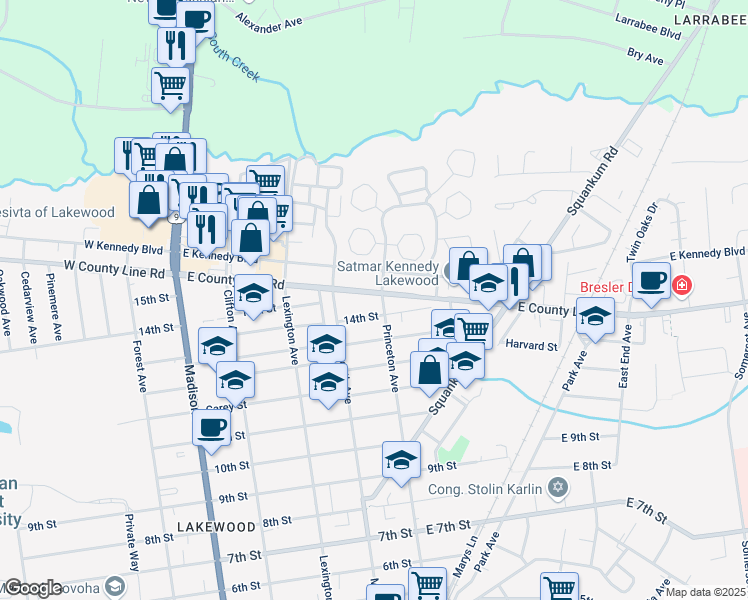 map of restaurants, bars, coffee shops, grocery stores, and more near 1420 Princeton Avenue in Lakewood