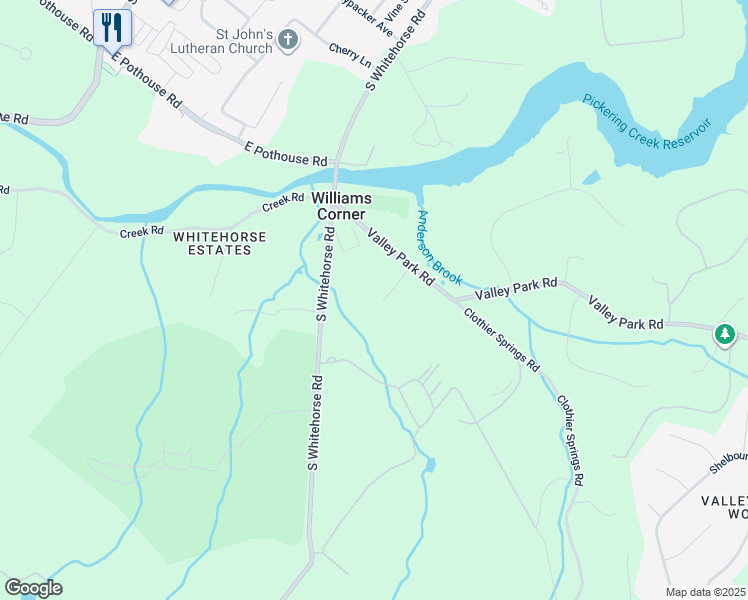 map of restaurants, bars, coffee shops, grocery stores, and more near 130 Valley Park Road in Phoenixville