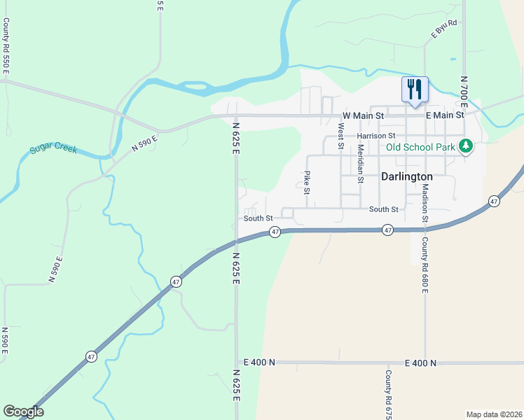 map of restaurants, bars, coffee shops, grocery stores, and more near 610 South Street in Darlington
