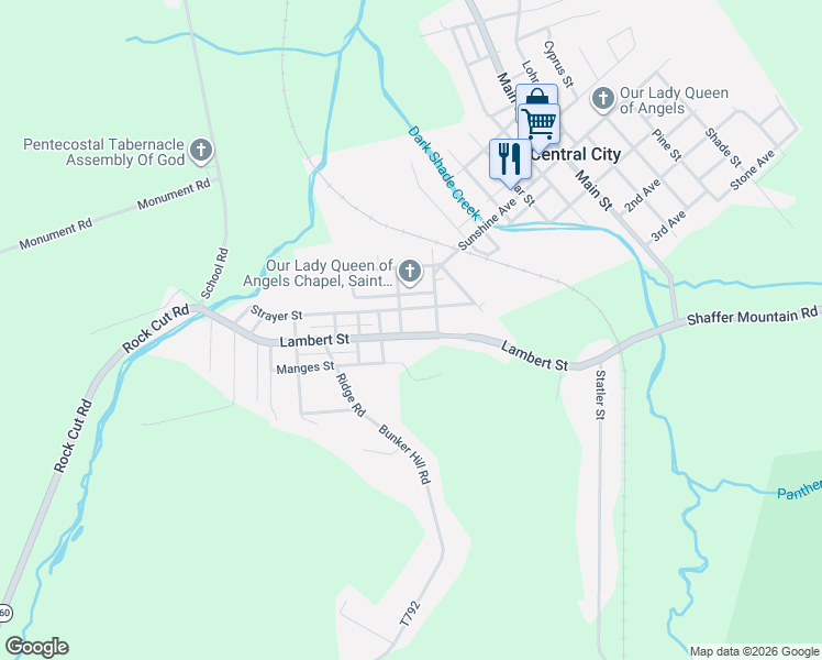 map of restaurants, bars, coffee shops, grocery stores, and more near 154 Lambert Street in Central City