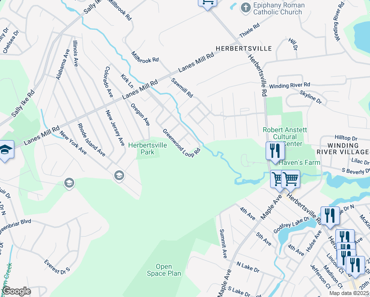 map of restaurants, bars, coffee shops, grocery stores, and more near 292 Greenwood Loop Road in Brick Township