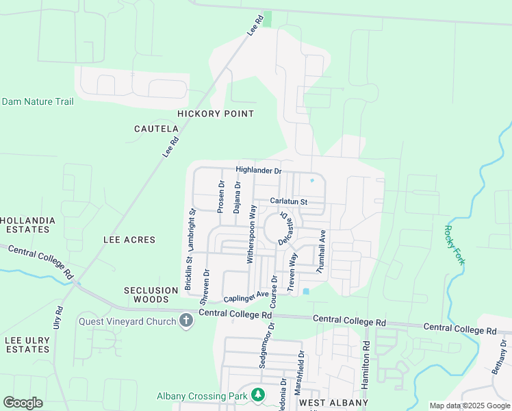 map of restaurants, bars, coffee shops, grocery stores, and more near 6120 Witherspoon Way in Westerville