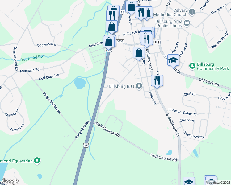 map of restaurants, bars, coffee shops, grocery stores, and more near 311 Gettysburg Street in Dillsburg