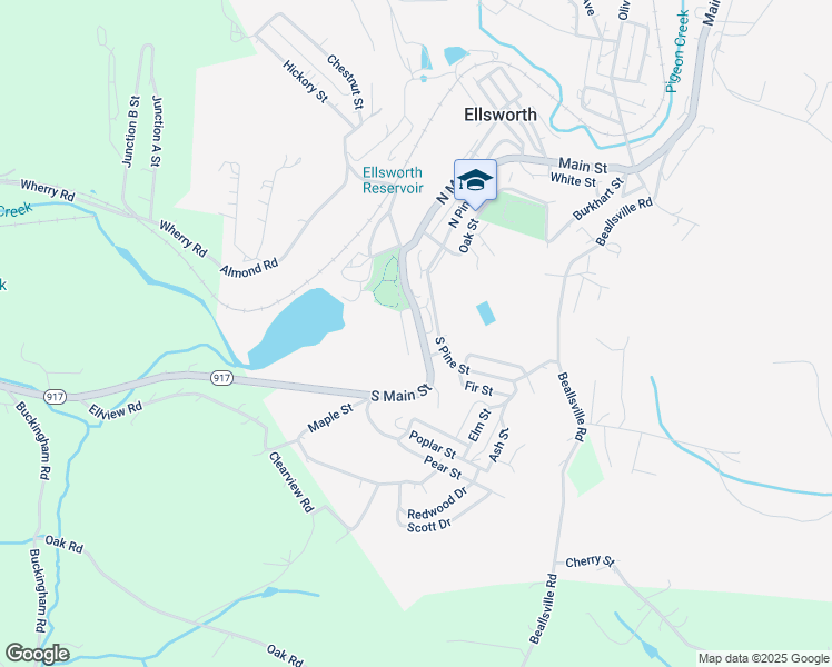 map of restaurants, bars, coffee shops, grocery stores, and more near 38 South Main Street in Bentleyville