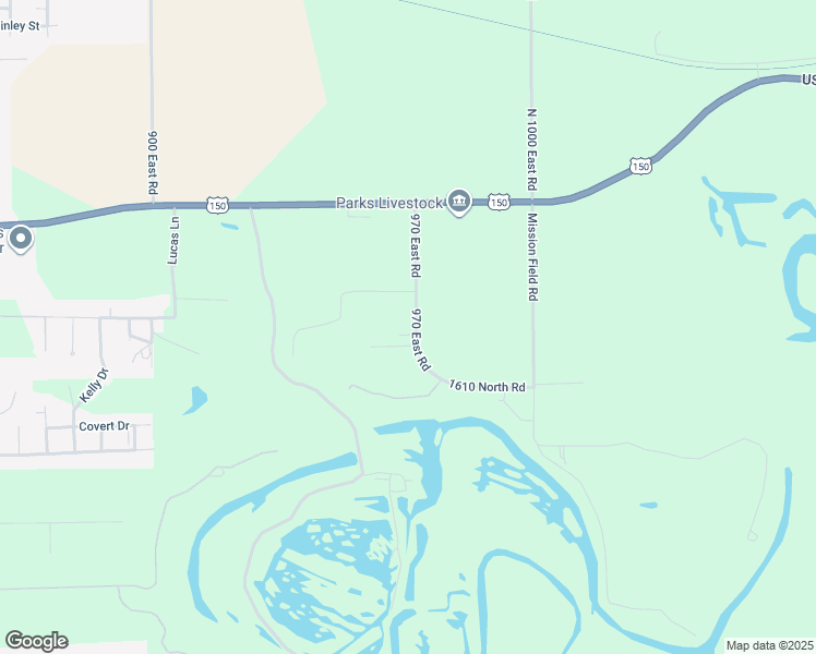 map of restaurants, bars, coffee shops, grocery stores, and more near 9934 East 1610 North Road in Oakwood