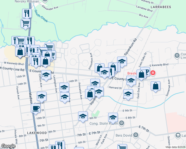 map of restaurants, bars, coffee shops, grocery stores, and more near 1501 Berkowitz Avenue in Lakewood
