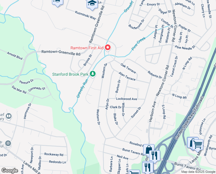 map of restaurants, bars, coffee shops, grocery stores, and more near 43 Arlyn Drive in Howell Township