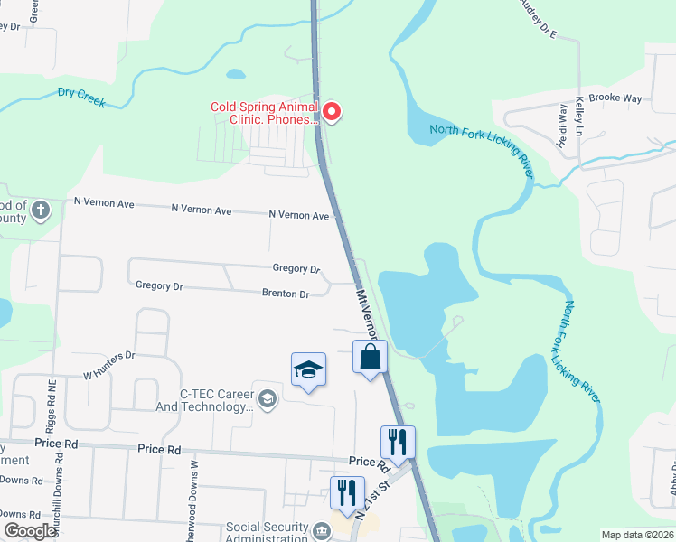 map of restaurants, bars, coffee shops, grocery stores, and more near 1821 Mount Vernon Road in Newark