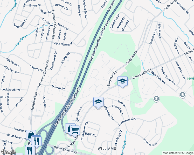 map of restaurants, bars, coffee shops, grocery stores, and more near 7 Helen Drive in Brick Township