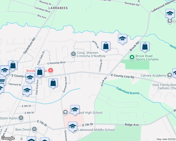 map of restaurants, bars, coffee shops, grocery stores, and more near 960 East County Line Road in Lakewood