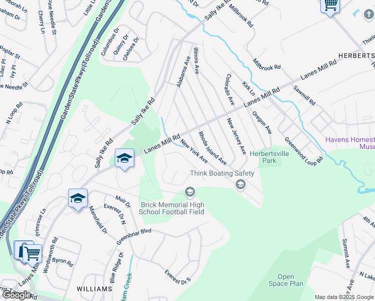 map of restaurants, bars, coffee shops, grocery stores, and more near 530 New York Avenue in Brick Township