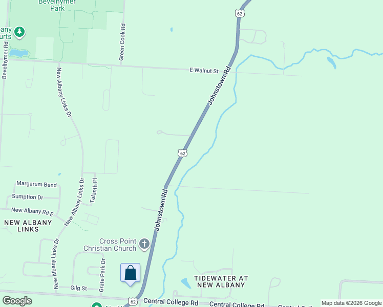map of restaurants, bars, coffee shops, grocery stores, and more near 10930 Johnstown Road in New Albany
