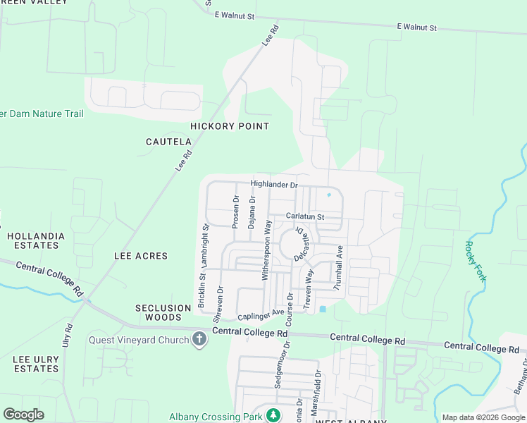 map of restaurants, bars, coffee shops, grocery stores, and more near 6139 Witherspoon Way in Westerville