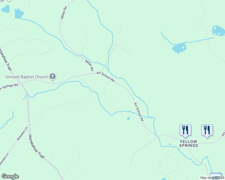 map of restaurants, bars, coffee shops, grocery stores, and more near 1940 Art School Road in Chester Springs