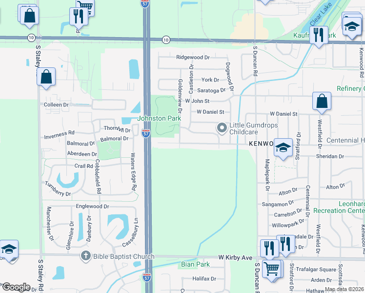 map of restaurants, bars, coffee shops, grocery stores, and more near 1002 Goldenview Dr in Champaign