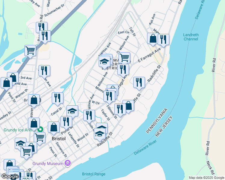 map of restaurants, bars, coffee shops, grocery stores, and more near 226 Jackson Street in Bristol
