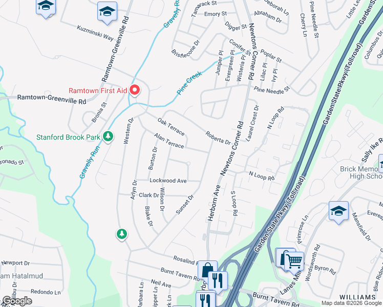 map of restaurants, bars, coffee shops, grocery stores, and more near 41 Vivian Court in Howell Township