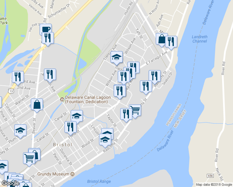 map of restaurants, bars, coffee shops, grocery stores, and more near 226 Jackson Street in Bristol