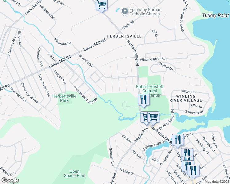 map of restaurants, bars, coffee shops, grocery stores, and more near 138 Sawmill Road in Brick Township