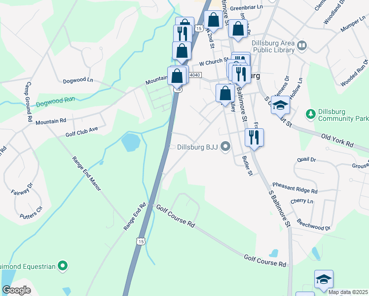 map of restaurants, bars, coffee shops, grocery stores, and more near 311 Gettysburg Street in Dillsburg