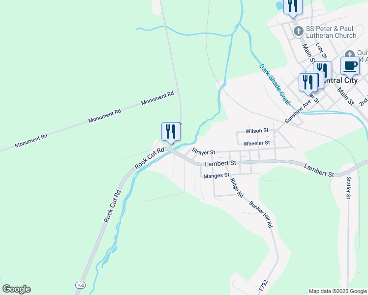 map of restaurants, bars, coffee shops, grocery stores, and more near 211 Line Street in Central City
