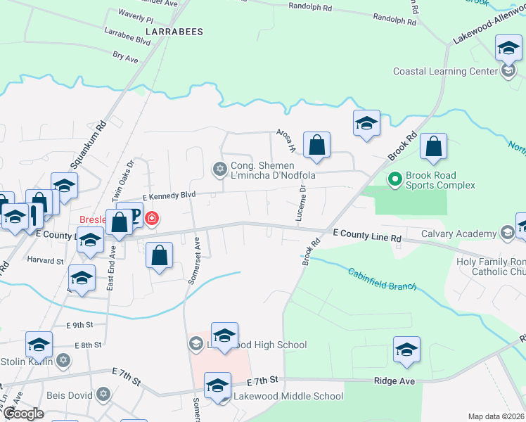 map of restaurants, bars, coffee shops, grocery stores, and more near 960 East County Line Road in Lakewood
