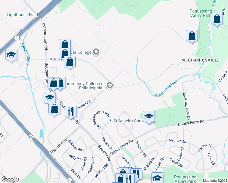 map of restaurants, bars, coffee shops, grocery stores, and more near 12901 Townsend Road in Philadelphia
