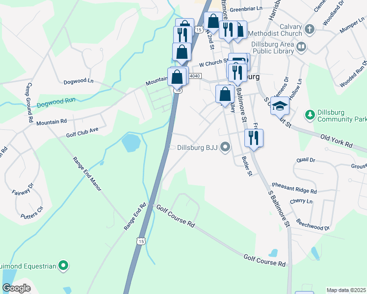 map of restaurants, bars, coffee shops, grocery stores, and more near 311 Gettysburg Street in Dillsburg