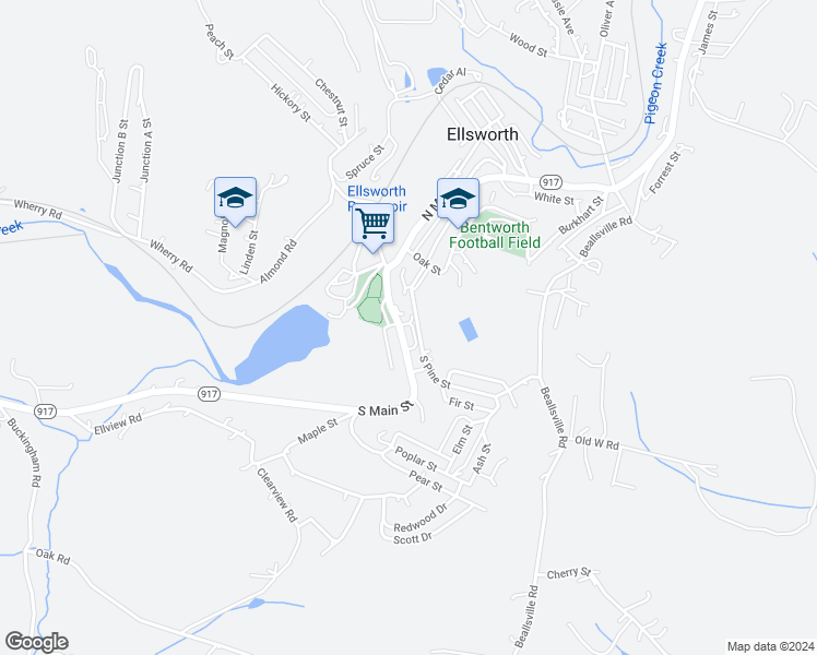 map of restaurants, bars, coffee shops, grocery stores, and more near 38 South Main Street in Bentleyville