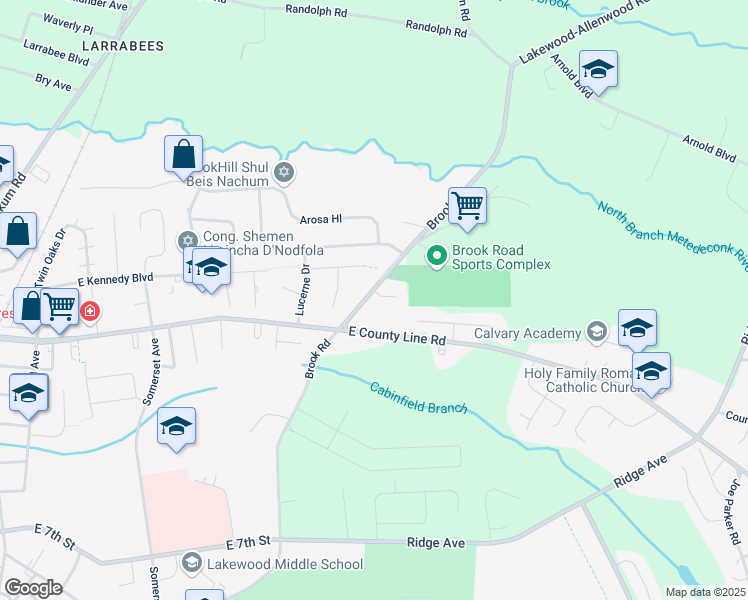 map of restaurants, bars, coffee shops, grocery stores, and more near 1108 East County Line Road in Lakewood