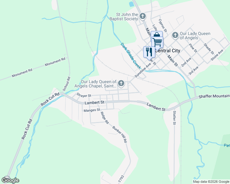 map of restaurants, bars, coffee shops, grocery stores, and more near 270 Lambert Street in Central City