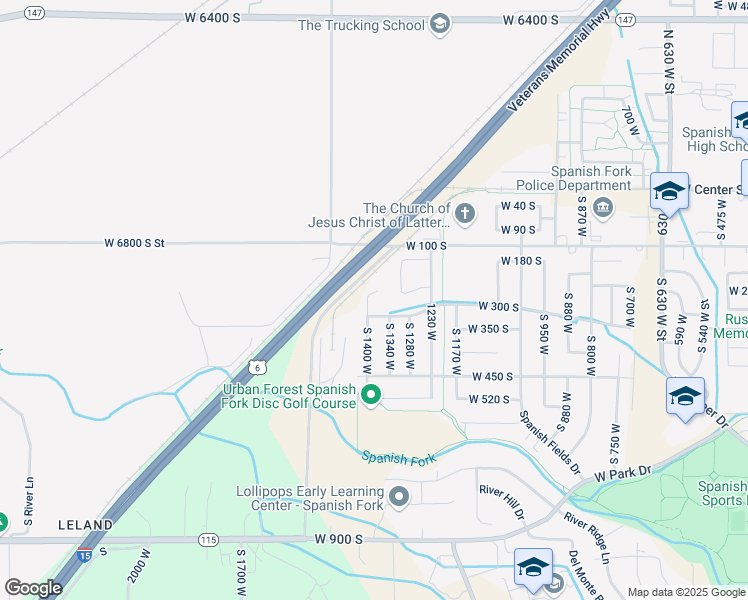 map of restaurants, bars, coffee shops, grocery stores, and more near 279 South 1400 West in Spanish Fork