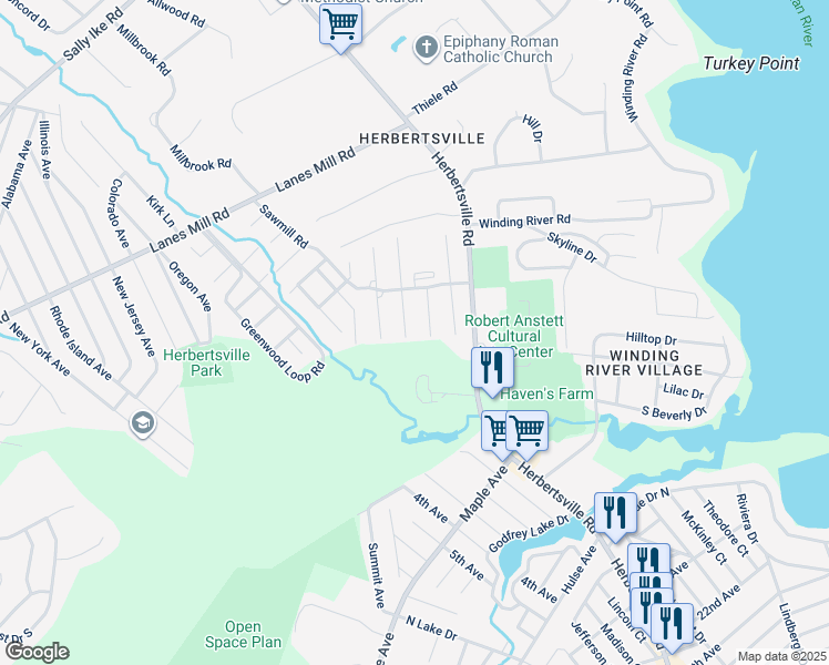 map of restaurants, bars, coffee shops, grocery stores, and more near 242 Sawmill Road in Brick Township