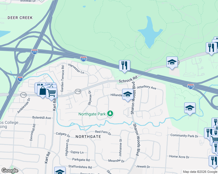 map of restaurants, bars, coffee shops, grocery stores, and more near in Columbus