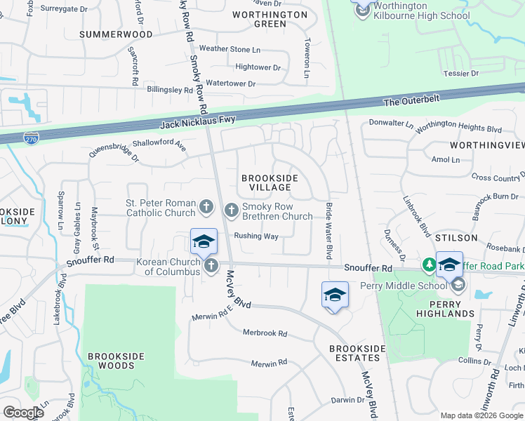 map of restaurants, bars, coffee shops, grocery stores, and more near 1710 Wessel Drive in Columbus