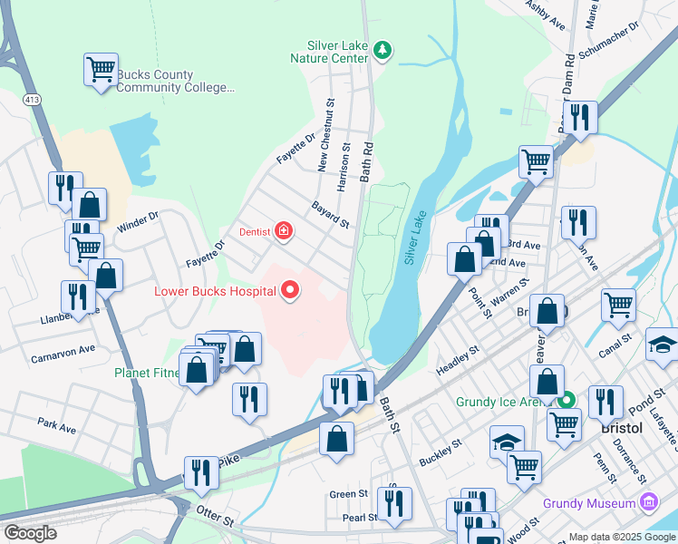 map of restaurants, bars, coffee shops, grocery stores, and more near 707 Merlin Street in Bristol