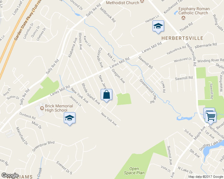 map of restaurants, bars, coffee shops, grocery stores, and more near 514 Colorado Avenue in Brick