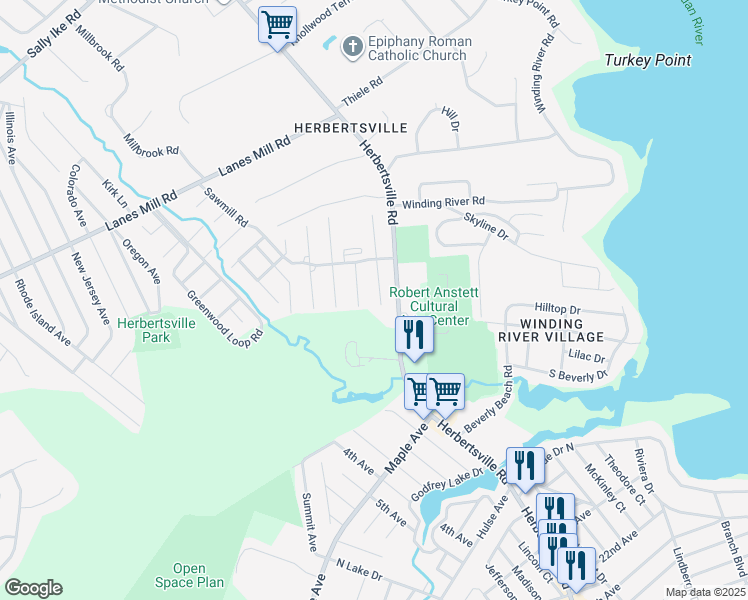 map of restaurants, bars, coffee shops, grocery stores, and more near 336 Sawmill Road in Brick Township