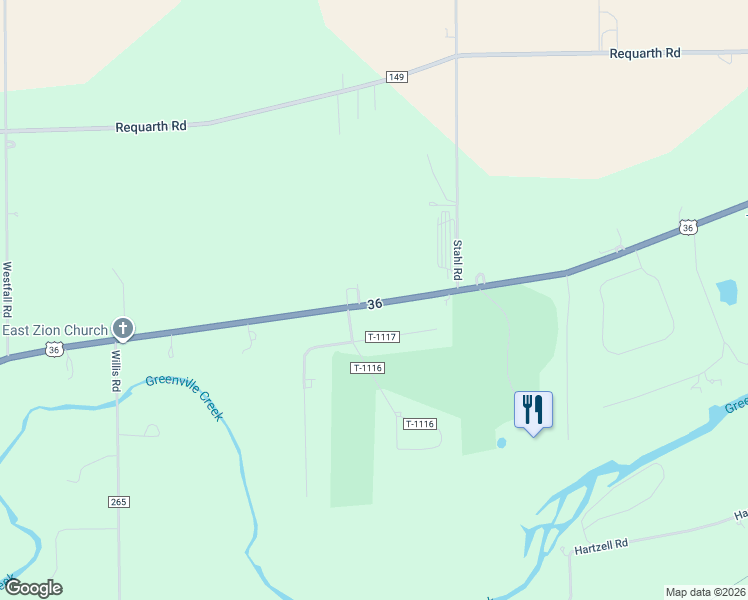 map of restaurants, bars, coffee shops, grocery stores, and more near 6430 U.S. 36 in Greenville