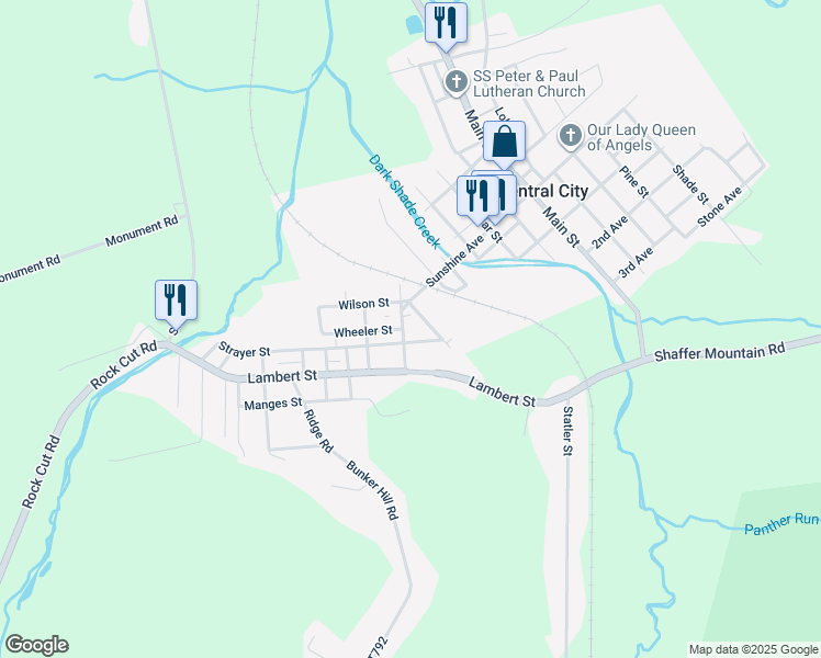 map of restaurants, bars, coffee shops, grocery stores, and more near in Central City